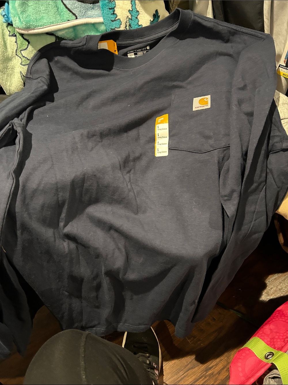 Carhartt Dark Navy Long-Sleeve Pocket Tee